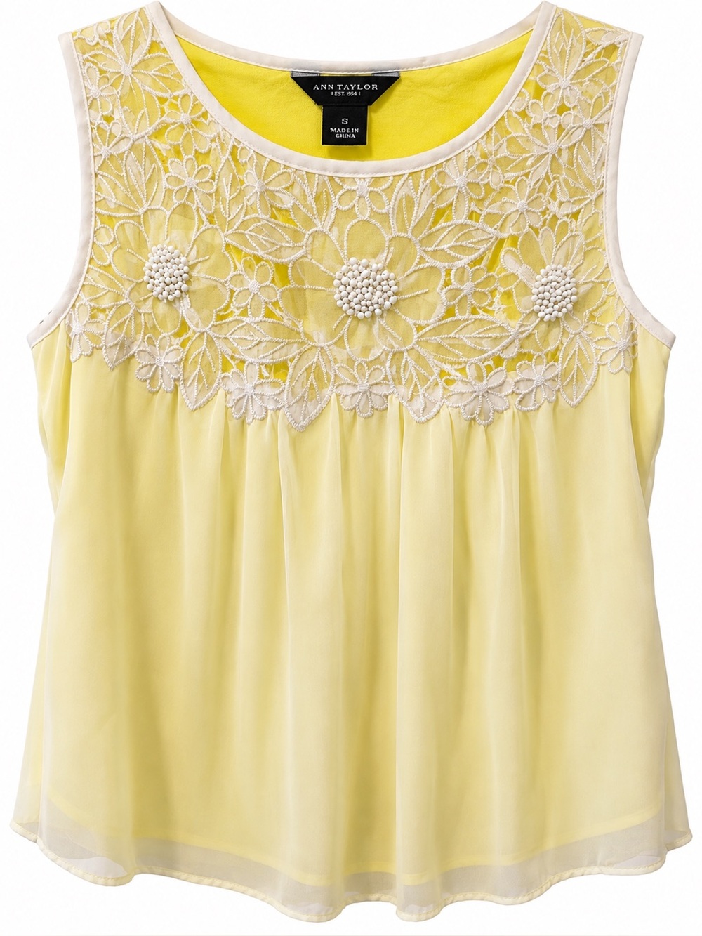 Ann Taylor Sleeveless Floral Embroidered Blouse Shirt Womens Size Small - Picture 1 of 3